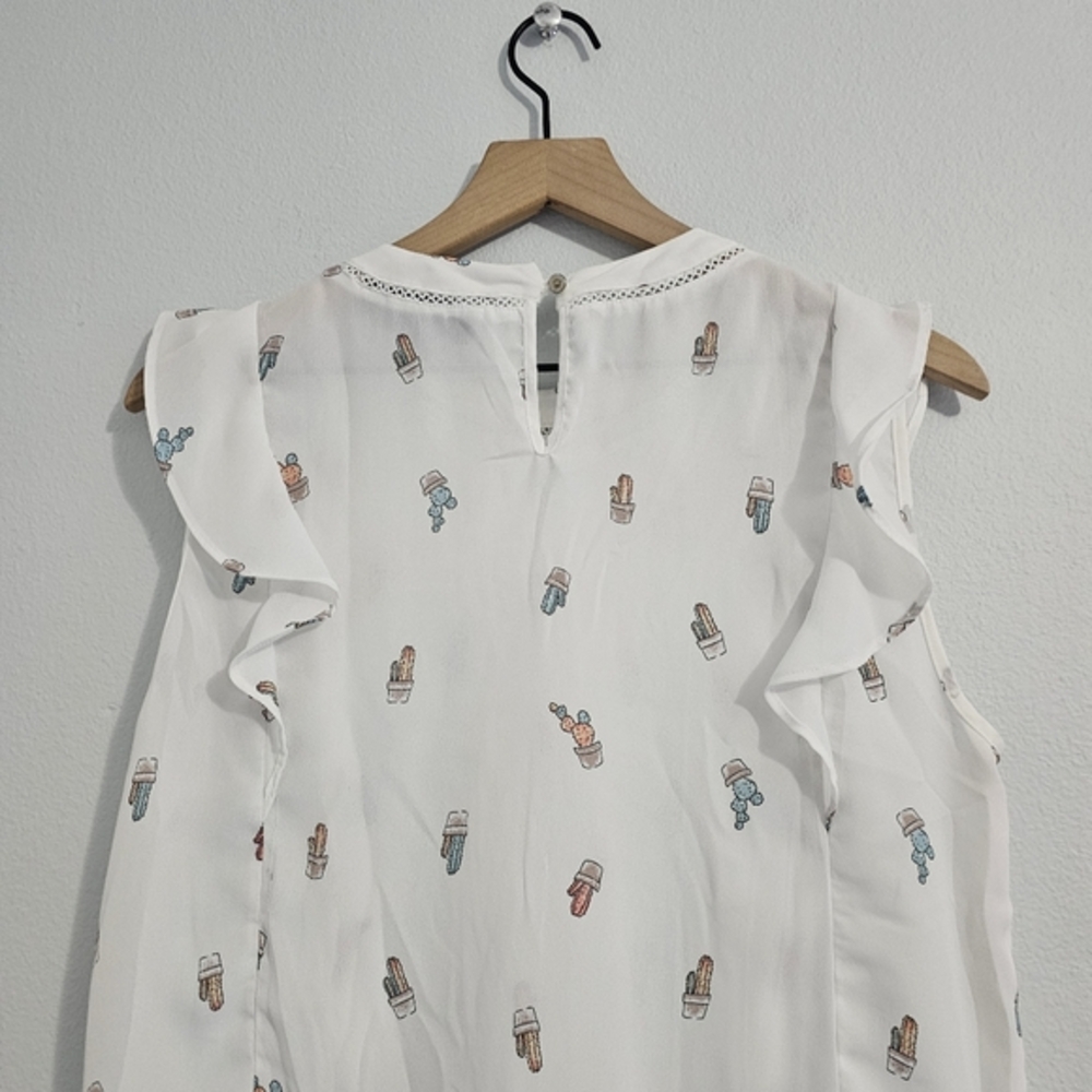 Lipslide • Cactus Print Ruffle Blouse - Picture 4 of 8